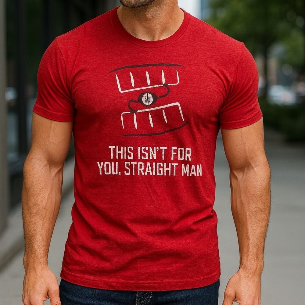 "This Isn't For You Straight Man" Men's XL Novelty Tee Red LGBTQIA Pride Rainbow